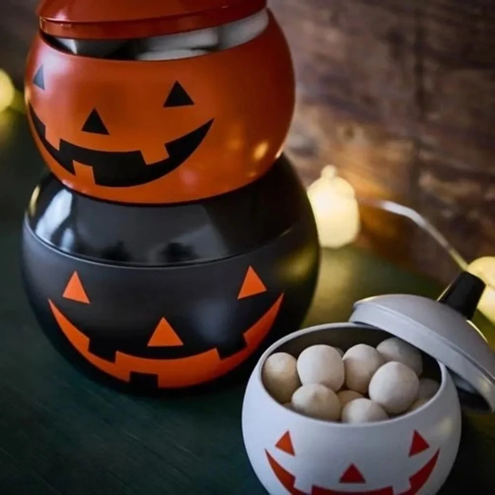 IKEA KUSTFYR 906.329.37 Pumpkin-Shaped Tin with Lid Set of 3 New